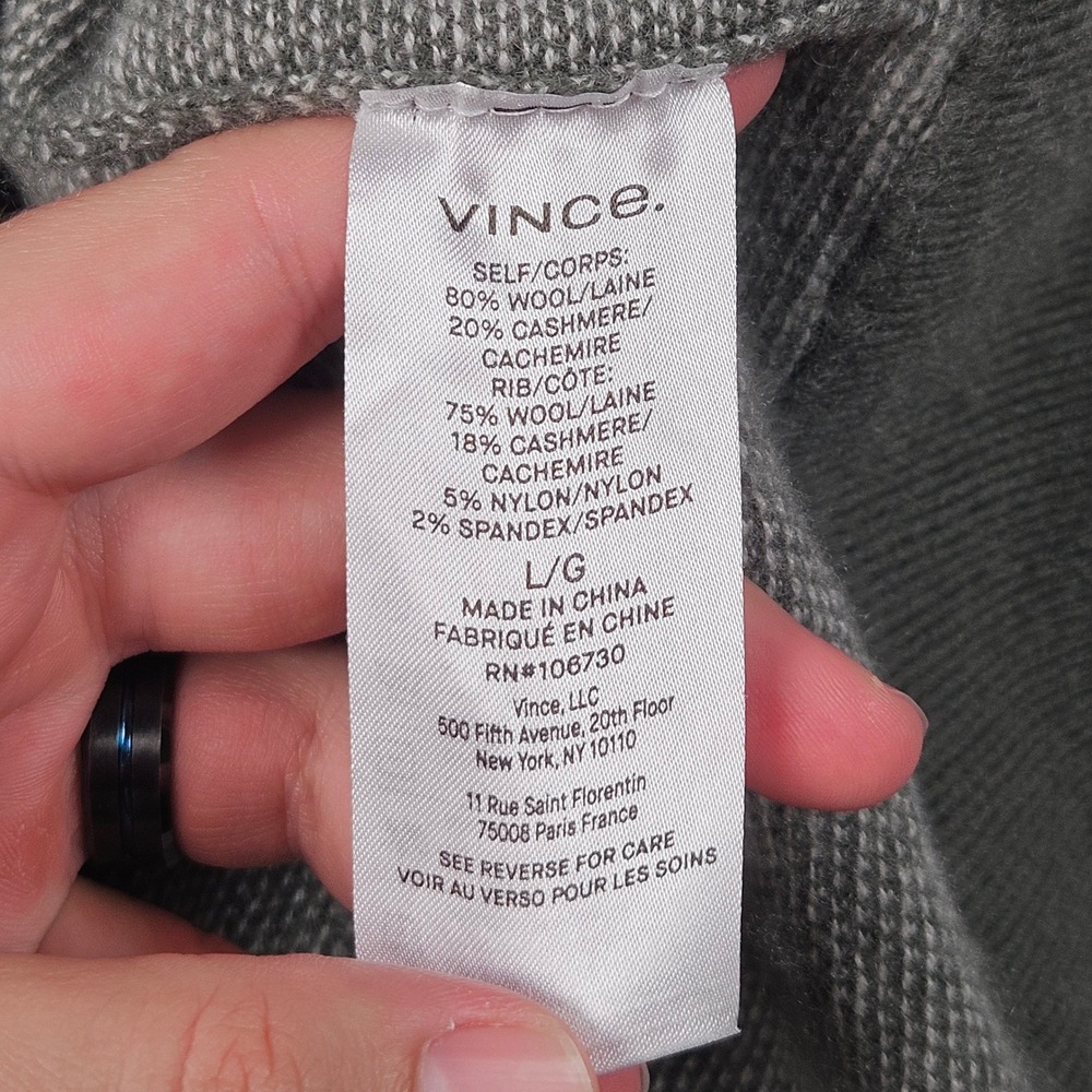 Vince Birdseye Sweatshirt Mens Large (Fits Like XS-S) Green Cashmere Wool Blend - Picture 6 of 9